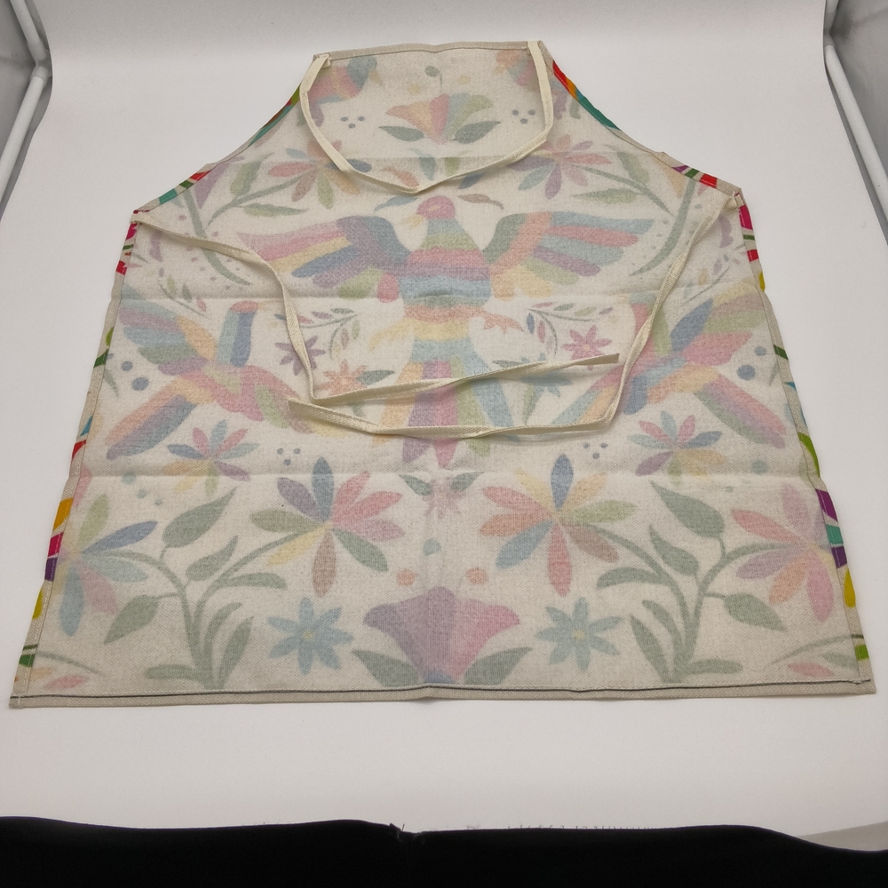 Handcrafted Linen Apron with Authentic Mexican Otomí Bird Design - Picture 8 of 8